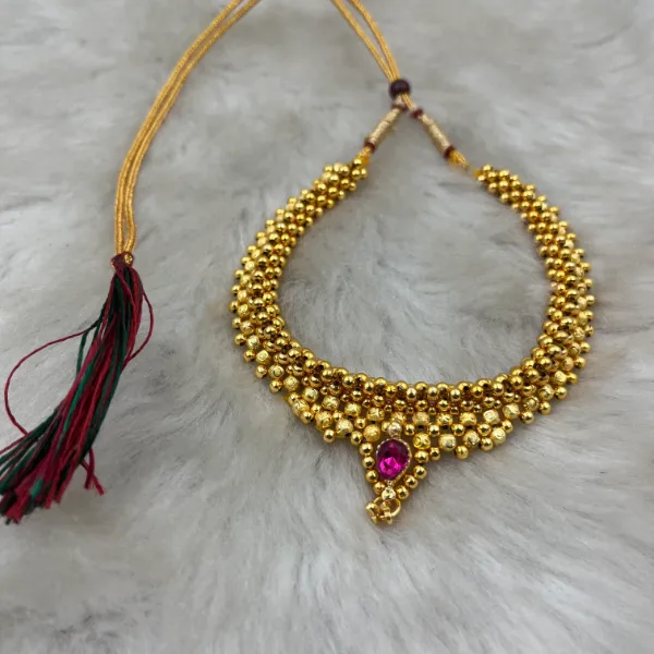 Classy Golden Colour Traditional Necklace Thushi For Girls & Women Micro-plated Plated ,Alloy Necklace