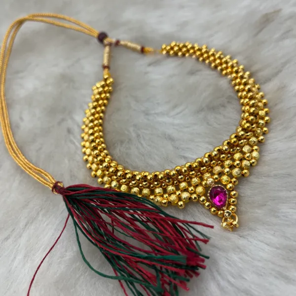 Classy Golden Colour Traditional Necklace Thushi For Girls & Women Micro-plated Plated ,Alloy Necklace
