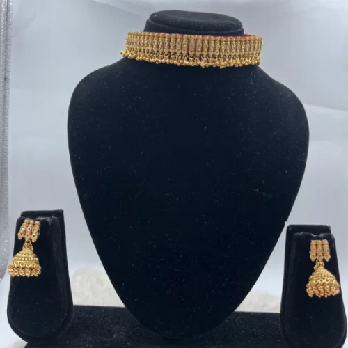 Rajwadi Choker Golden Necklace Set