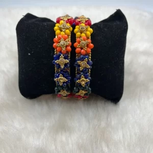 Gold Plated Multicolor Crystal Kada Set of 2 pc